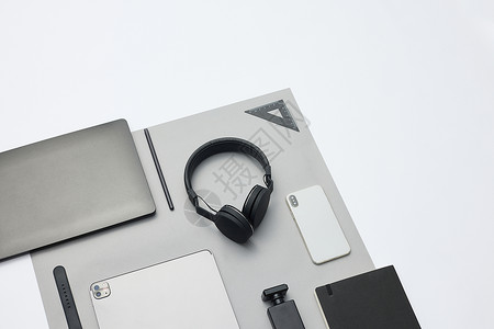 数码产品展示灰色里的电子产品背景