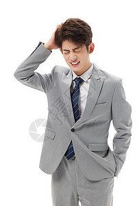 职场商务男性工作压力焦虑挠头图片