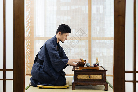 日系茶道与茶具背景图片