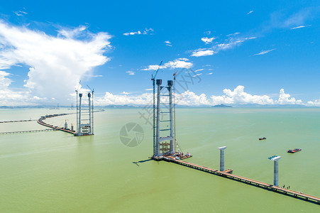 深圳通道深中大桥建设中山段高清图片