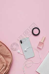 小手机包素材粉色背景随身携带物品背景