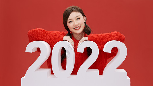 青年美女2022跨年概念照高清图片