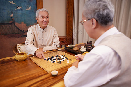 白和黑素材老年聚会一起下围棋背景