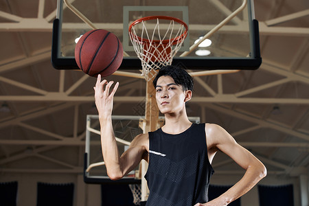 炫酷体育素材篮球运动员手拿篮球转球背景