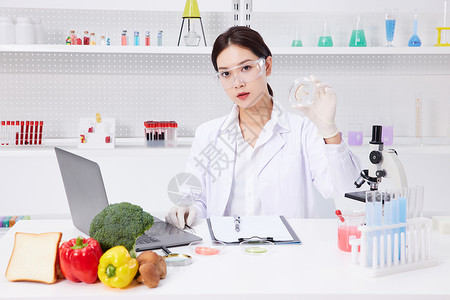 食品研发美女营养学家食品研究形象背景