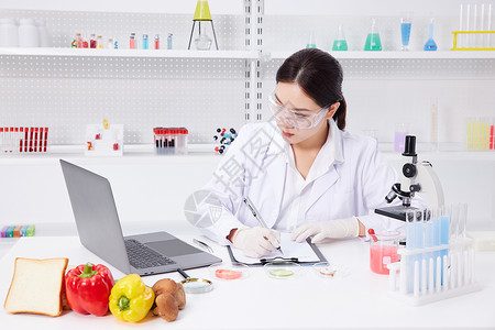 美女营养学家食品研究高清图片