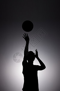 篮球传球剪影男性篮球运动员剪影形象背景