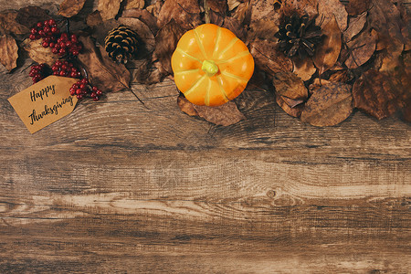 叶子装饰标签感恩节木质纹理背景素材背景