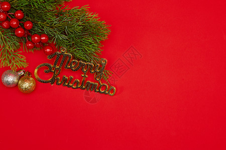 红色简约圣诞装饰品背景图片