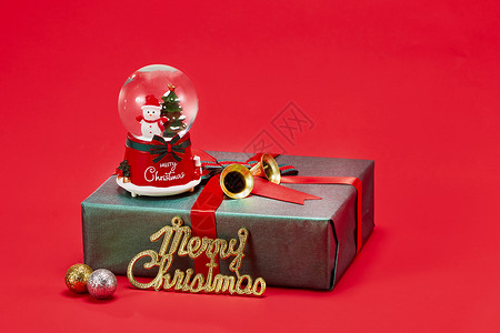 扁平元素礼物盒圣诞节礼物与圣诞元素物品背景