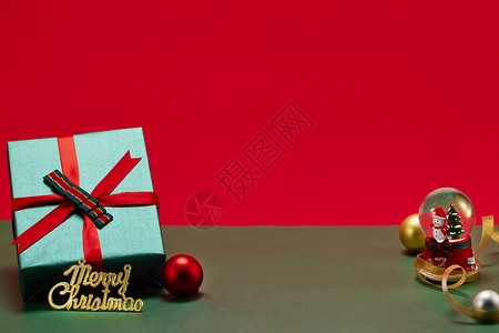 五角星底纹撞色背景下的圣诞节礼物盒背景