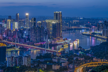 大桥夜色重庆城市建筑夜景背景
