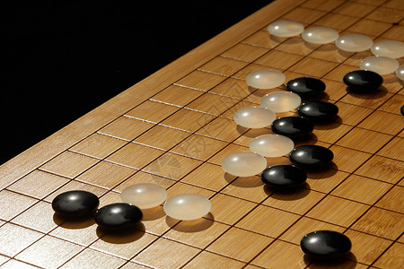 五子棋素材围棋盘上的黑白棋子背景