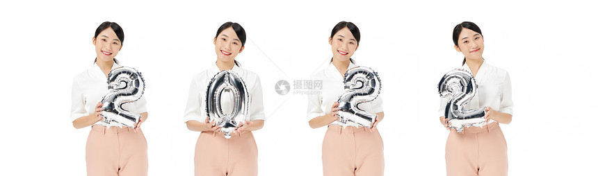 美女欢乐迎接新年2022图片