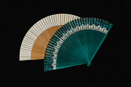 木质艺术品中国折扇扇子组合背景