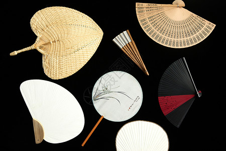 古风产品拍摄中国折扇扇子组合背景