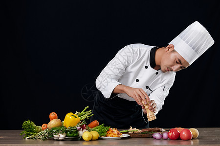 男服装模特装饰食材的厨师形象背景