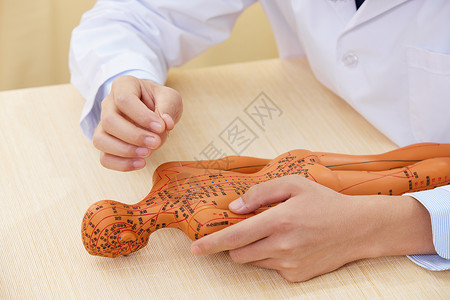 3D人偶男中医研究人体穴位特写背景
