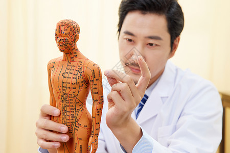 中医人体素材男中医研究人体针灸穴位背景