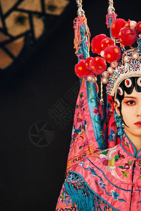 中国风脸谱海报国粹戏曲京剧美女半面形象背景