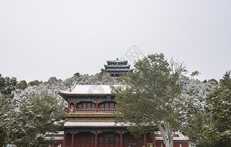 雪后的北京故宫与红墙高清图片