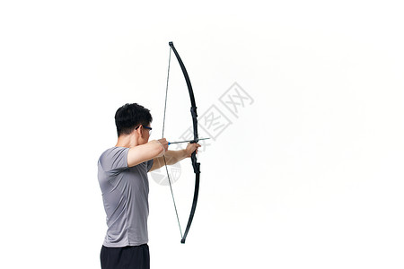 弓箭比赛运动员选手拉弓背影图片