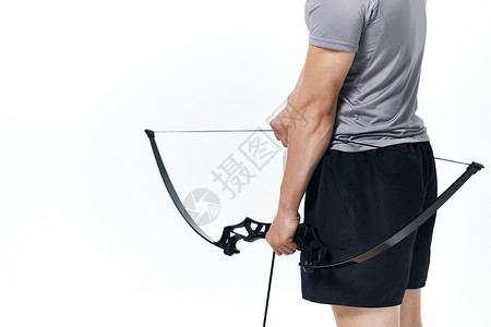 弓箭比赛运动员选手拉弓特写背景图片