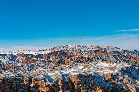 寨下大峡谷初雪下的甘肃张掖平山湖大峡谷背景