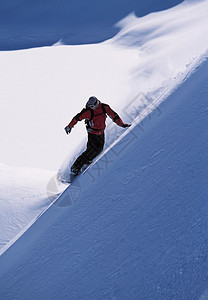 滑雪者滑下斜坡图片