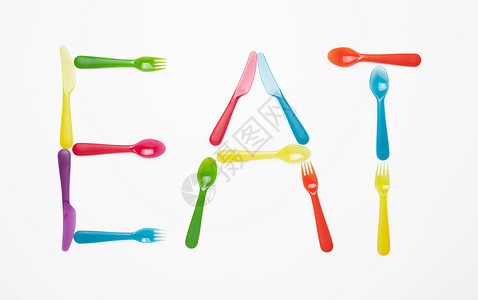 塑料餐具写成EAT图片