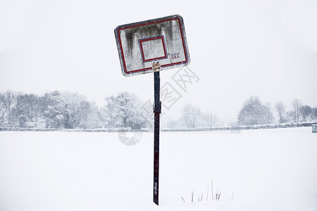 冬天篮球雪中篮球框背景