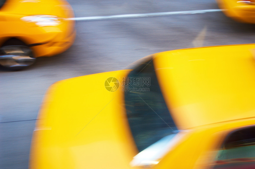在美国纽约市黄色出租车图片