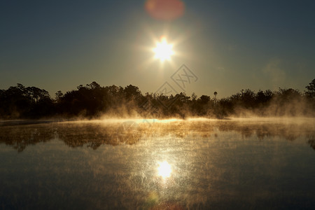 美国佛罗里达州湖面日出图片