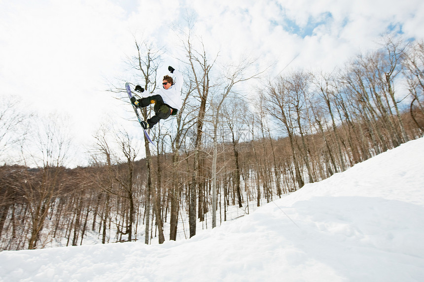 滑雪运动员在中空跳雪图片
