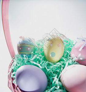 复活节鸡蛋篮子背景图片