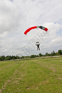 跳伞者用降落伞着陆图片