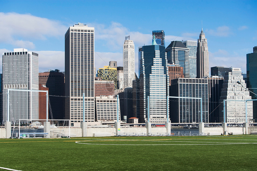 足球田和下曼哈顿天际美国纽约市图片