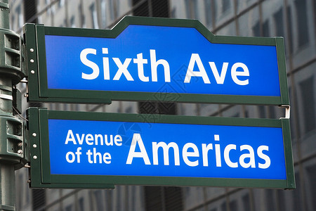 美国纽约州市第六大道街牌图片