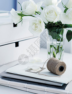 花瓶中的白玫瑰图片