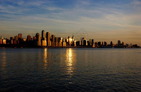 美国纽约市曼哈顿日落风景图片
