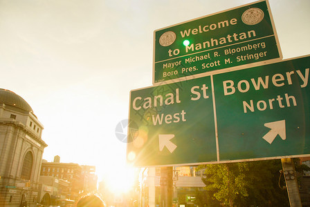 美国纽约曼哈顿路标志背景图片