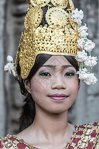 尊巴服装柬埔寨吴哥窟巴永寺飞天女舞者背景