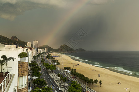 彩虹酒店素材巴西里约热内卢的海滩和彩虹背景