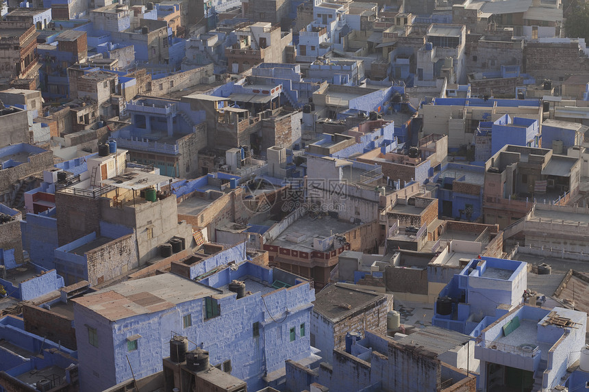 印度拉贾斯坦邦Jodhpur蓝色城市空中景象图片