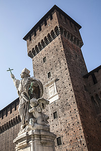 斯福尔泽斯科意大利米兰CastelloSforzesco宗教雕像背景