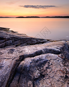 伊索科伊拉萨里岛俄罗斯卡雷利亚拉多加湖日落时背景