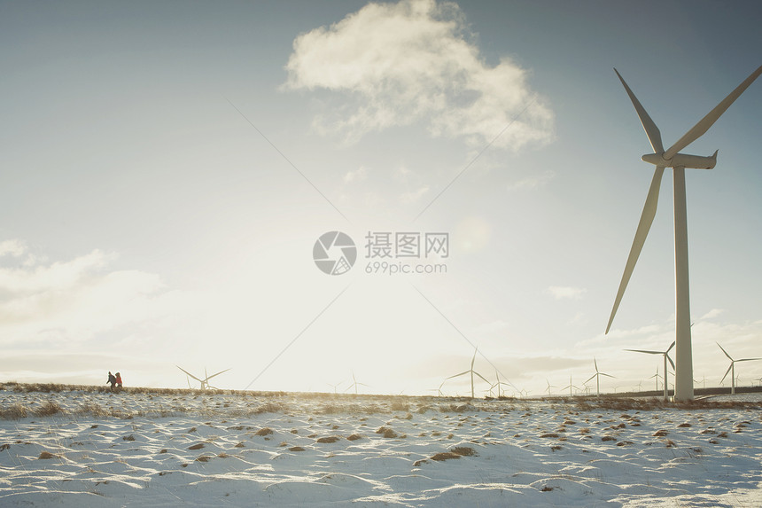 沙地上的风力发电机图片