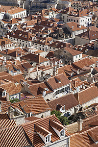 克罗地亚杜布夫尼克旧城屋顶之景图片