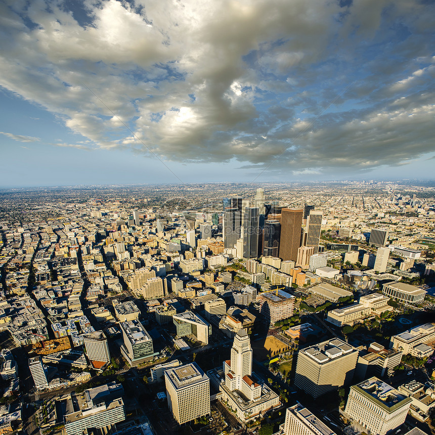 美国加利福尼亚州洛杉矶市摩天大楼空中视图图片