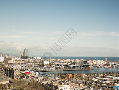 西班牙巴塞罗那的港湾和海洋高清图片